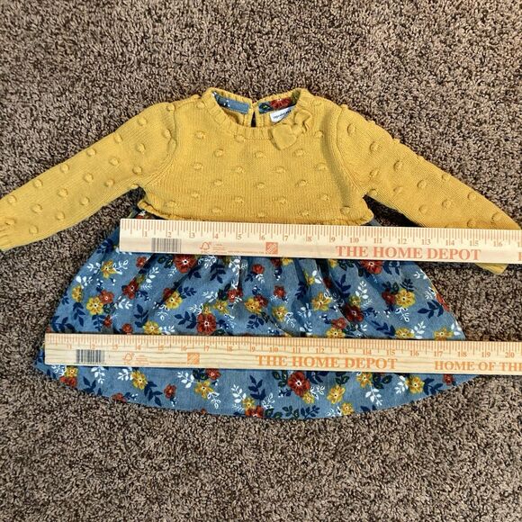 Cupcakes & Cashmere Knit Dress Girls 6-9 M Floral Bottom W Slip - Picture 3 of 11